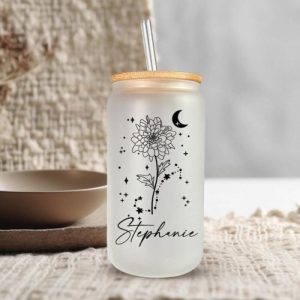 Ornaments |   Personalized Thoughtfully Designed Constellation And Name Glass Cup With Lid And Straw Creative Valentine’s Day Gift Home & Living Ornaments