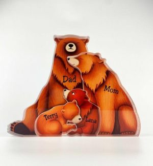 Ornaments |   Personalized Warm Bear Family Acrylic Puzzle Gift For Thanksgiving Home & Living Ornaments