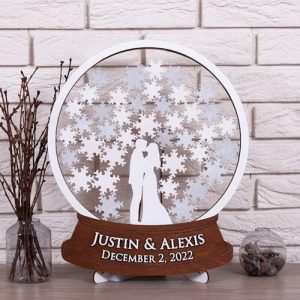 Ornaments |   Personalized Wedding Guest Book With Snowflake Shape Insert Wedding Gifts Home & Living Ornaments