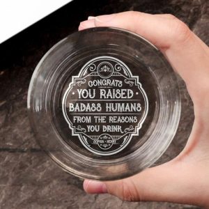 Ornaments |   Personalized Whiskey Glass Congrats You Raised Badass Humans Funny Deign Gift For Parents Home & Living Ornaments