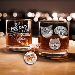 Ornaments |   Personalized Whiskey Glass Custom Pet Photo Fist Bump Design Creative Gift For Pet Lover Home & Living Ornaments