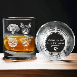 Ornaments |   Personalized Whiskey Glass Custom Pet Photo From The Reasons You Drink Perfect Gift For Pet Dad Home & Living Ornaments