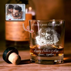 Ornaments |   Personalized Whiskey Glass Custom Photo Forever Your Little Girl Perfect Gift For Father’s Day Home & Living Ornaments