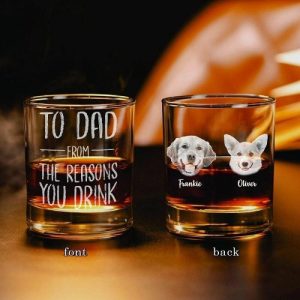 Ornaments |   Personalized Whiskey Glass Custom Photo From The Reasons You Drink For Pet Lover Father’s Day Home & Living Ornaments