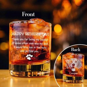 Ornaments |   Personalized Whiskey Glass Custom Photo Thank You For Being My Daddy For Pet Lover Father’s Day Home & Living Ornaments