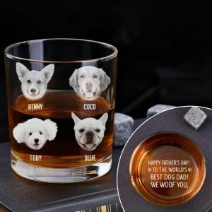 Ornaments |   Personalized Whiskey Glass Custom Photo To The World’s Best Dog Dad Perfect Father’s Day Gift Home & Living Ornaments