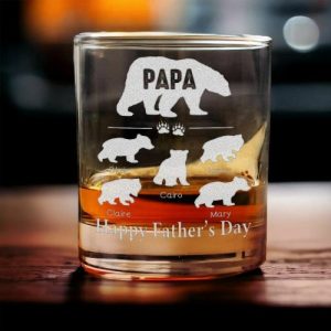 Ornaments |   Personalized Whiskey Glass Happy Father’s Day Papa Bear Design Creative Gift For Best Dad Home & Living Ornaments