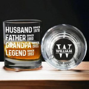 Ornaments |   Personalized Whiskey Glass Husband To Legend Custom Date Design Great Gift For Dear Dad Home & Living Ornaments