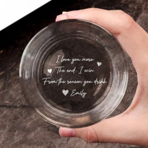 Ornaments |   Personalized Whiskey Glass I Love You More The End I Win Text Design Great Gift For Lover Home & Living Ornaments