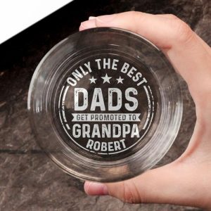 Ornaments |   Personalized Whiskey Glass Only The Best Dads Get Promoted To Grandpa Warm Father’s Day Gift Home & Living Ornaments