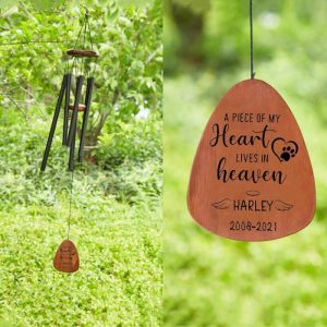 Ornaments |   Personalized Wind Chime A Piece Of My Heart Lives In Heaven Memorial Gift For Pet Lovers Home & Living copper