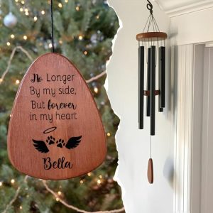 Ornaments |   Personalized Wind Chime Forever In My Heart With Angel Wings Design Memorial Gift For Pet Lovers Home & Living copper