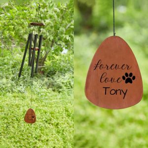 Ornaments |   Personalized Wind Chime Forever Love With Paw Print Simple Design Memorial Gift For Pet Lover Home & Living copper