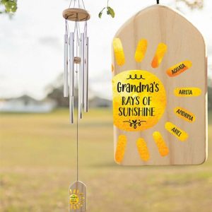 Ornaments |   Personalized Wind Chime Grandma’s Days Of Sunshine With Sunlight Custom Names For Family Home & Living Dad