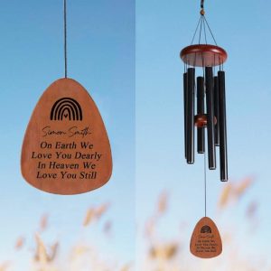 Ornaments |   Personalized Wind Chime In Heaven We Love You Still Rainbow Design Memorial Gift For Family Home & Living copper