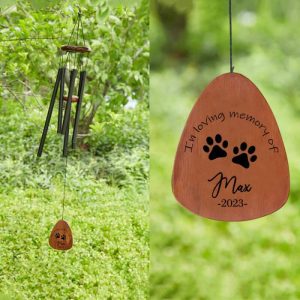 Ornaments |   Personalized Wind Chime In Loving Memory With Paw Prints Design Memorial Gift For Pet Lovers Home & Living copper