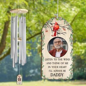 Ornaments |   Personalized Wind Chime In Your Heart I’Ll Always Be With Custom Photo Memorial Gift For Family Home & Living Ornaments