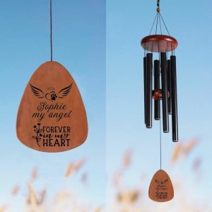 Ornaments |   Personalized Wind Chime My Angel Forever In My Heart With Wings Halo Design Memorial Gift For Loved One Home & Living copper