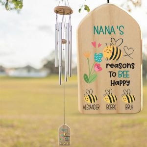 Ornaments |   Personalized Wind Chime Nana’s Reasons To Be Happy With Custom Name Bees For Loved One Home & Living Dad