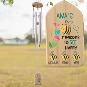 Ornaments |   Personalized Wind Chime One’s Reasons To Be Happy With Custom Name Bees For Loved One Home & Living 1 Name