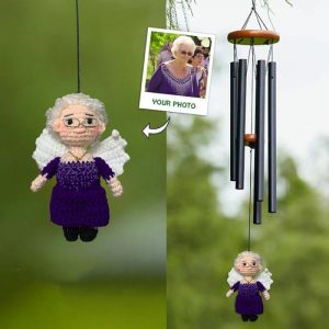 Ornaments |   Personalized Wind Chime With Woolen Doll Commemorative Gift For Loved Ones Home & Living blue