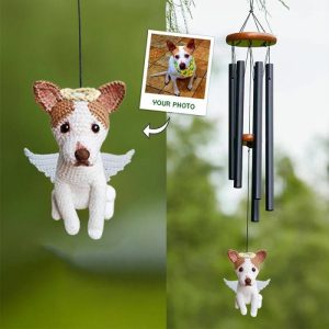 Ornaments |   Personalized Wind Chime With Woolen Doll Commemorative Gift For Pet Lovers Home & Living blue