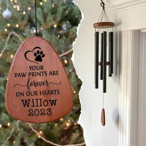 Ornaments |   Personalized Wind Chime Your Paw Prints Are Forever On Our Hearts Memorial Gift For Pet Lover Home & Living copper