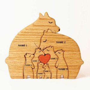 Ornaments |   Personalized Wooden Bear Custom Family Names Puzzle Meaningful Gift Home & Living Ornaments