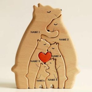 Ornaments |   Personalized Wooden Cute Bear Custom Family Names Thanksgiving Gift Home & Living Ornaments