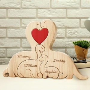 Ornaments |   Personalized Wooden Dinosaur Family Puzzle Warming Father’s Day Gift Home & Living Ornaments