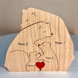 Ornaments |   Personalized Wooden Family Bear Puzzle With Love And Commemorative Christmas Gift For Family Home & Living Ornaments