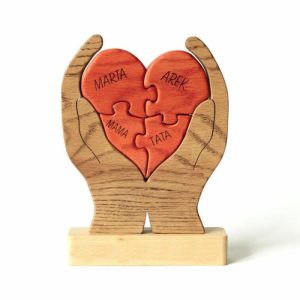 Ornaments |   Personalized Wooden Heart Shaped Puzzle With Customized Family Names Warm Gift Home & Living Ornaments