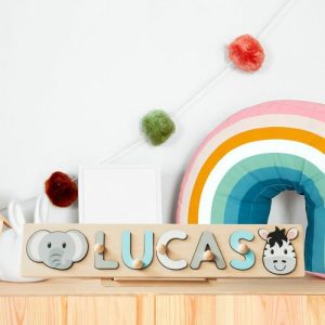 Ornaments |   Personalized Wooden Name Puzzle Toy Gift Customized Cute Animal Head Funny Christmas Gift Home & Living Ornaments