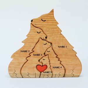 Ornaments |   Personalized Wooden Wolf Family Custom Names Thanksgiving Gift Home & Living Ornaments