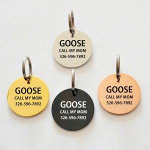 Ornaments |   "Please Call My Mom" Personalized Pet Dog Tag Anti-Lost Label Home & Living blackgoldplatedsilver