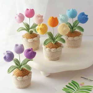 Ornaments |   Potted Tulips Warm Gifts For Home Decor Home & Living blue