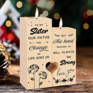 Ornaments |   Presents For Sister Wooden Candle Holder Gift Home & Living burlywood