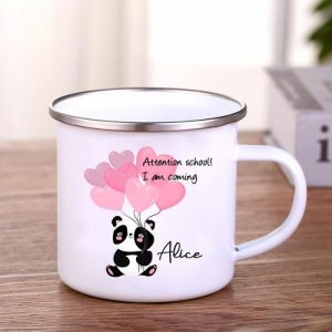 Ornaments |   "School Attention!" Customized Enamel Mug With Name Back To School Gift For Kids Home & Living Ornaments