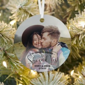 Ornaments |   She Said Yespersonalized Round Decoration Christmas Gift For Couples Home & Living Ornaments