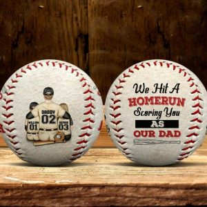 Ornaments |   "We Hit A Homerun Scoring You As Our Dad"Personalized Baseball Home & Living Ornaments