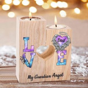 Ornaments |   Wooden Candle Holder Gift For Dad With Angel Wings Pattern Home & Living Ornaments