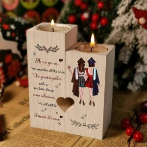 Ornaments |   Wooden Candle Holder Gift For Graduates "We Spent Together" Home & Living Ornaments