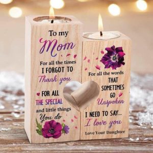 Ornaments |   Wooden Candle Holder Gift For Mom "I Need To Say I Love You" Home & Living Ornaments