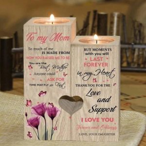 Ornaments |   Wooden Candle Holder Gift For Mother’s Day "Love And Support" Home & Living Ornaments