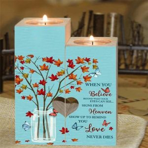 Ornaments |   Wooden Candle Holder Gift For Mother’s Day "Love Never Dies" Home & Living Ornaments