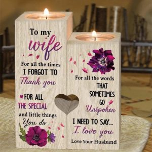 Ornaments |   Wooden Candle Holder Gift For Wife "I Need To Say I Love You" Home & Living Ornaments