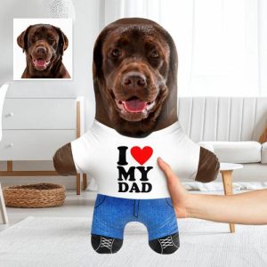 Pillows |   Custom Face Pillow I Heart My Dad Add Pet Photo Fun Gift Home & Living Pillows