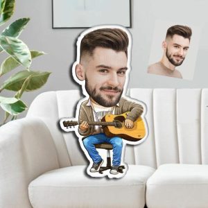 Pillows |   Custom Face Pillow Play Guitar 3D Portrait Personalized Photo Pillow Funny Gifts For Men Home & Living Pillows