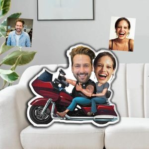 Pillows |   Custom Face Pillow Riding Motorcycle 3D Portrait Personalized Photo Pillow Funny Gifts For Couple Home & Living Pillows