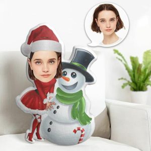 Pillows |   Customized Face Pillow With Red Suit And Snowman Body Christmas Gift For Her Home & Living Pillows